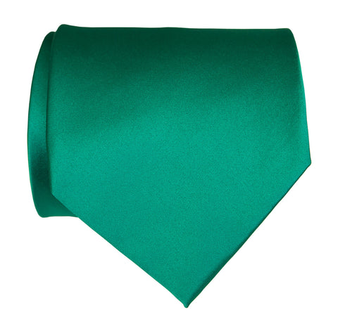 Teal Green Necktie. Solid Color Satin Finish Tie, No Print