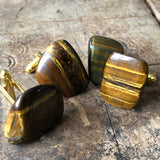 Tigers Eye Cufflinks, polished stone cufflinks