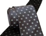 Tiny Cat Face Charcoal Necktie, Polka Dot Pattern Tie, by Cyberoptix