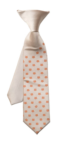 Tiny Cat Face Kid's Tie, Boy's Clip-on Cat Pattern Necktie