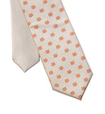 Tiny Cat Face Kid's Clip-on Tie, Tangerine on Champagne Cat Pattern Necktie, by Cyberoptix