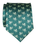 Tiny Octopus Print Emerald Necktie, Octopi Pattern Tie, by Cyberoptix