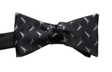 Tiny T-Rex Print Black Bow Tie, Dinosaur Pattern Tie, by Cyberoptix