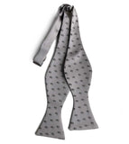 Racing Bike Bow Tie, Silver Self Tie Tiny Bicycle Print Tie