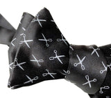 Scissors Bow Tie, Tiny Scissors Print Black Bow Tie by Cyberoptix