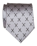 Scissors Print Necktie. Tiny scissors repeating pattern mens tie