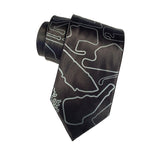 Black track map silk tie.