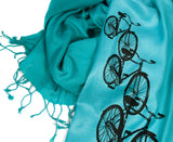  Black ink on teal ombre pashmina.