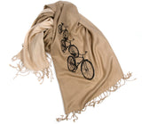 beige bicycle print pashmina