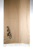 tan bike print pashmina