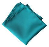 Plain Turquoise pocket square, by Cyberoptix. Blue-green fine woven stripe texture, no print
