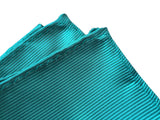 Solid Turquoise men's pocket square, by Cyberoptix. Blue-green fine woven stripe texture, no print