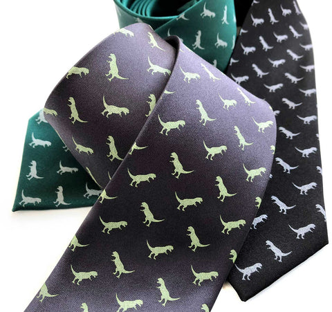 T-Rex Print Necktie, Tiny Tyrannosaurus Dinosaur Tie