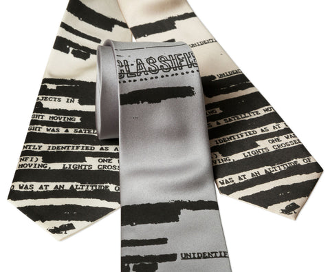UFO Redacted Necktie, Declassified NSA Memo Tie
