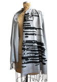 Unidentified Flying Object Print Scarf, Black on Silver. Declassified Document Linen-Weave Pashmina, by Cyberoptix