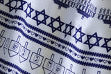 Blue and white Ugly Hanukkah Sweater Print Scarf, by Cyberoptix / Wethouse