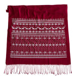 Red and white Ugly Christmas Sweater Print Scarf, by Cyberoptix. White on ruby red