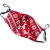 Ugly Christmas Sweater Mask, Adjustable holiday facemask - red