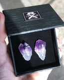 Deep Purple Uruguay Amethyst Crystal Cufflinks, raw stone crystal cuff links