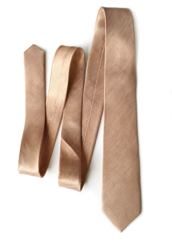 Pale Copper Linen Necktie. Solid Color Tie, Vernors