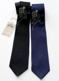 Dove gray on black silk, navy silk.