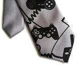 Kids silver video game clip-on tie, by Cyberoptix