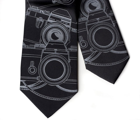 Camera Print Silk Necktie. Photographer's tie.