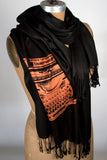  Copper ink on black pashmina.