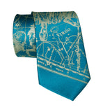 Virgo Constellation Necktie, Gold on Teal Blue Tie, by Cyberoptix