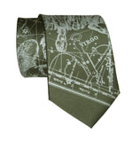 Virgo Constellation Necktie, Silver on Olive Green Tie, by Cyberoptix