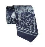 Virgo Constellation Necktie, Steel on Navy Blue Tie, by Cyberoptix
