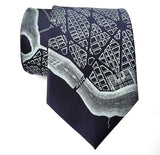 Navy Blue L'Enfant Plan Washington DC Map Necktie, by Cyberoptix