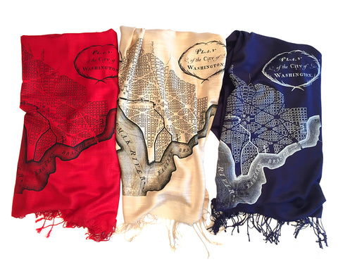 Washington DC Map Scarf, bamboo pashmina