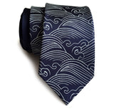 Navy blue Crashing Waves necktie