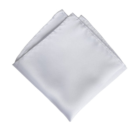 White Pocket Square. Solid Color Satin Finish, No Print