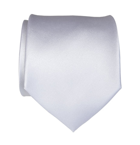 Plain White Necktie. Solid Color Satin Finish Tie, No Print