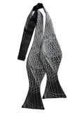 Black Wormhole Bow Tie, Geometric Op Art Print freestyle bowtie, by Cyberoptix Tie Lab