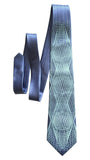 Cadet Blue Wormhole Necktie, Op Art Lines Geometric Print Silk Tie, by Cyberoptix