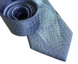 Light Blue Wormhole Necktie, Op Art Lines Geometric Print Silk Tie, by Cyberoptix