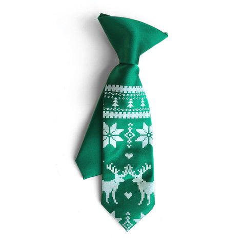 Christmas Sweater kids tie. Boys clip-on holiday necktie.