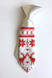 White and red Christmas Sweater kids clip-on necktie, by Cyberoptix