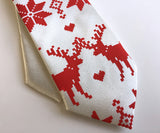 White and red Holiday Sweater kids clip-on necktie, by Cyberoptix
