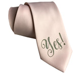 Light pink silk Yes Print wedding necktie, by Cyberoptix