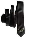 Black silk Yes Print necktie, engagement tie. by Cyberoptix