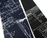 Detroit Zug Island Necktie. White on navy, black.